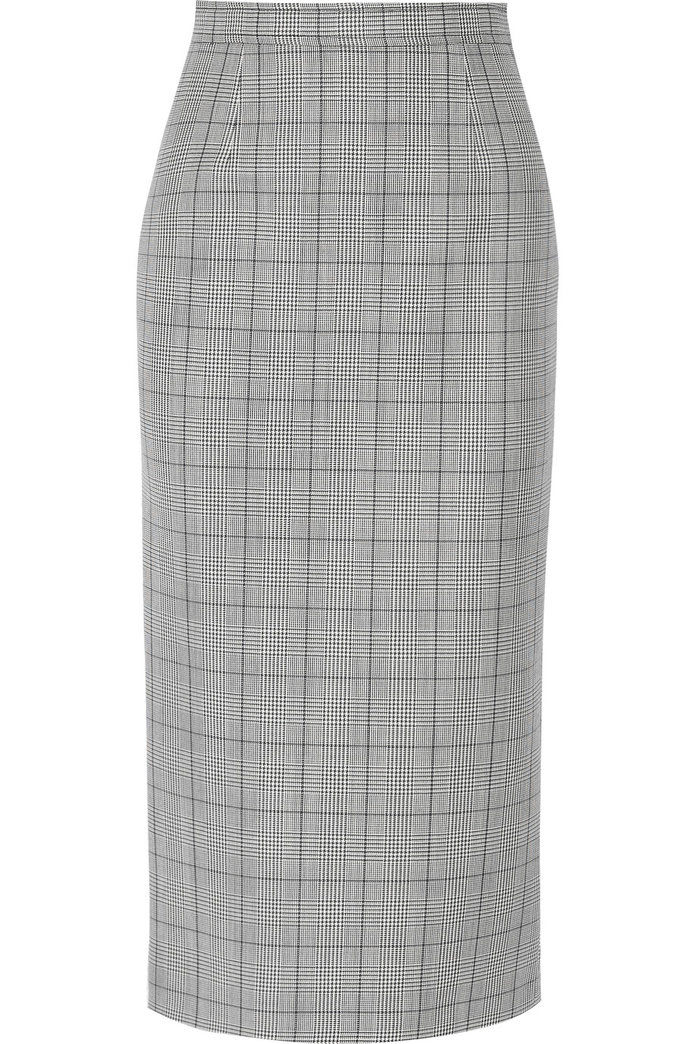 Miu Miu Glen plaid wool and mohair-blend pencil skirt