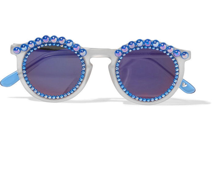 Φρέντα Banana Tosca round-frame embellished matte-acetate mirrored sunglasses