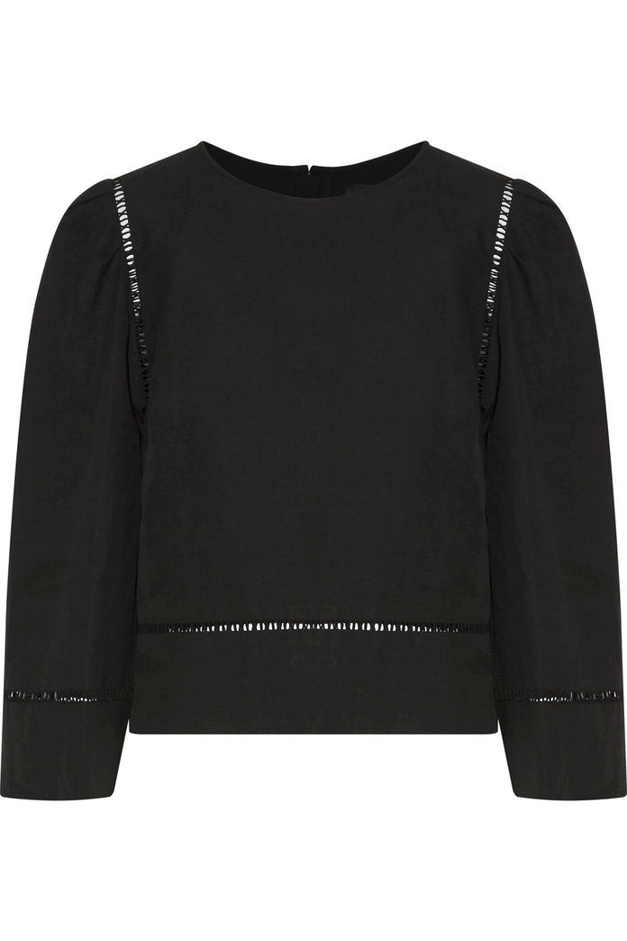 Исабел Marant Rodwell open knit-trimmed linen and cotton-blend top