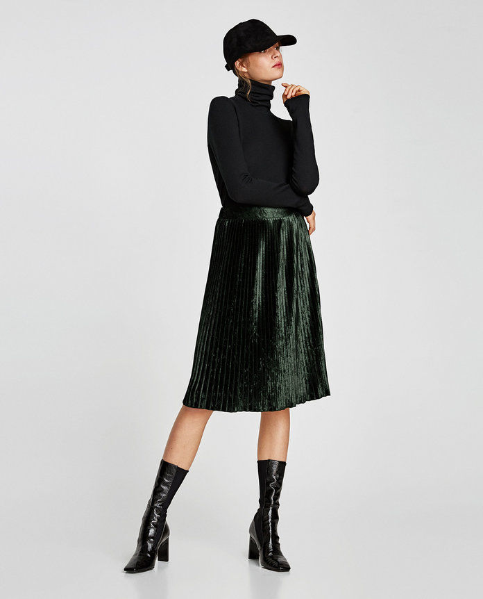 Zara Pleated Velvet Skirt