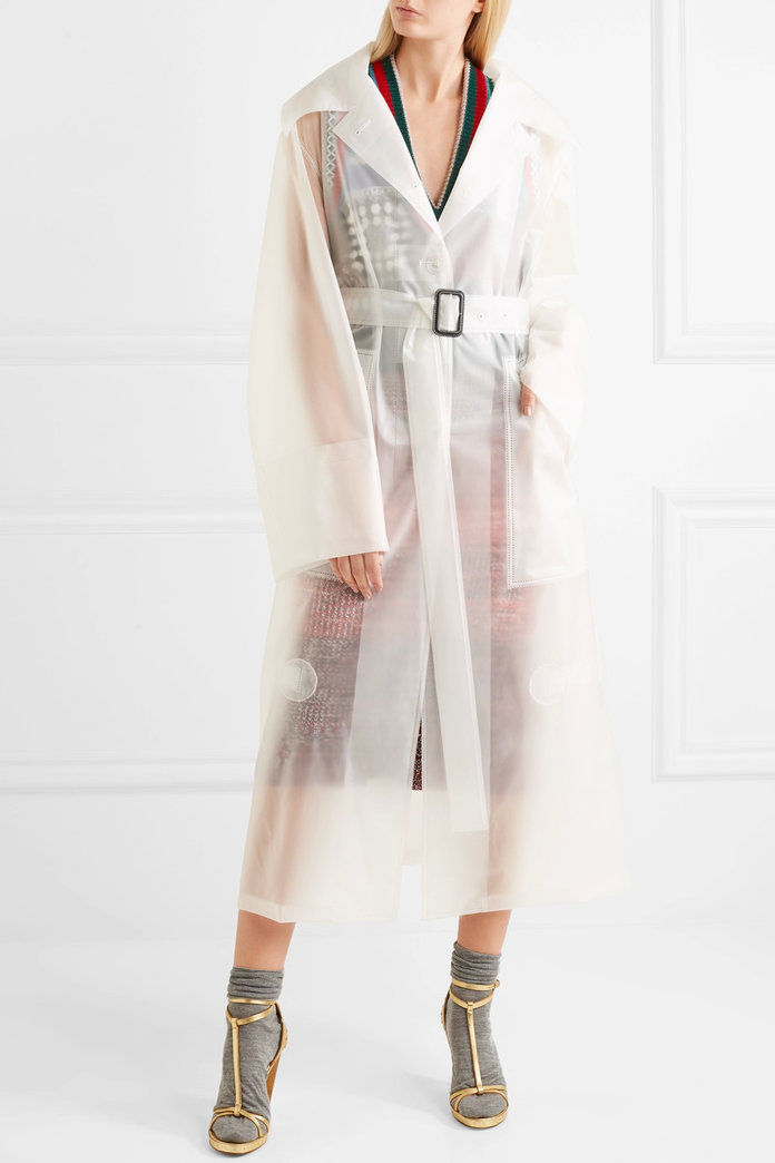 BURBERRY Belted rubberized PU trench coat