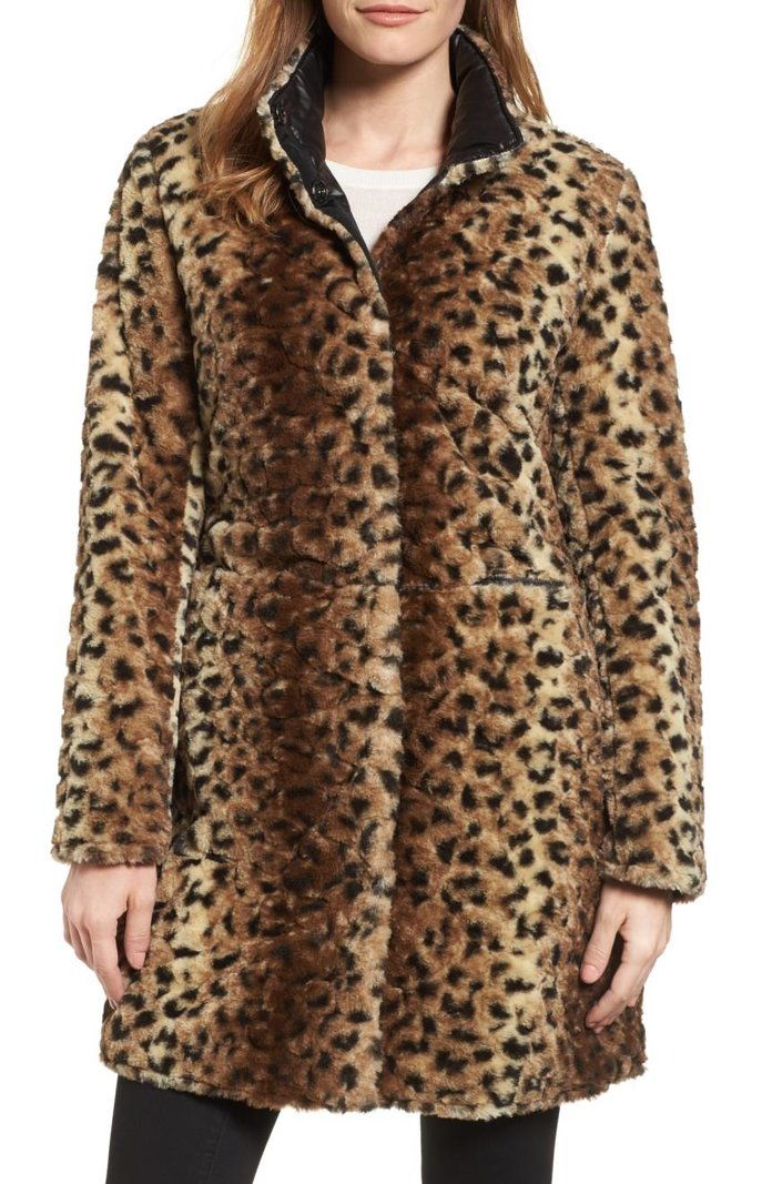 Μέσω Spiga Reversible Faux Leopard Fur Coat
