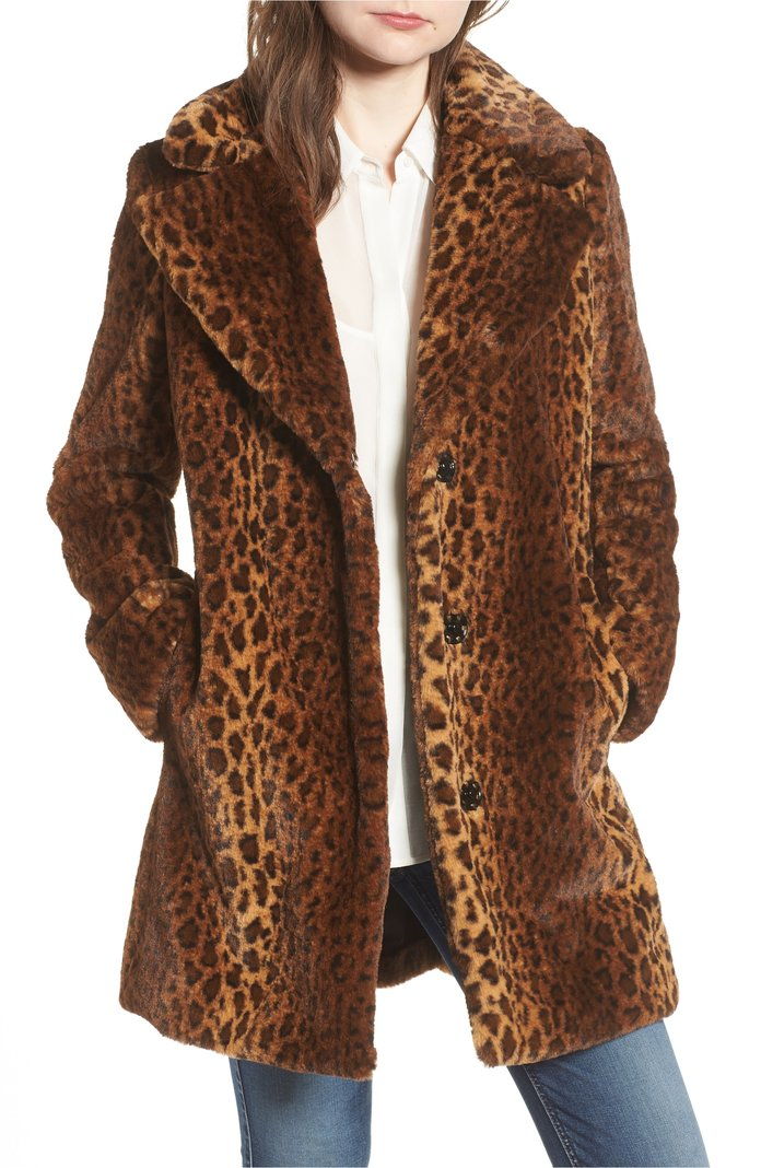 Ψεύτικος Fur Leopard Print Coat 