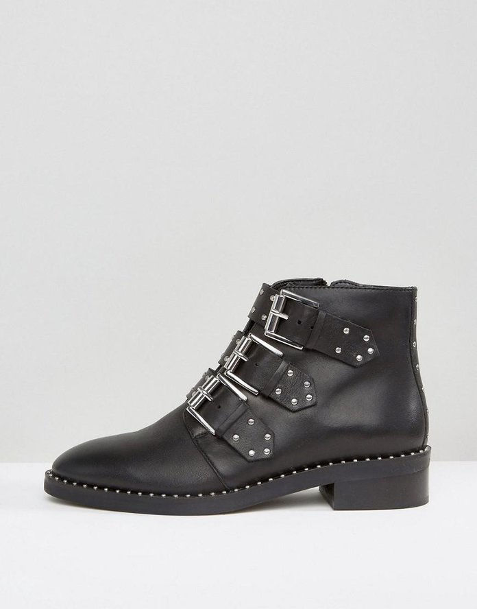 Asher Leather Studded Ankle Boots