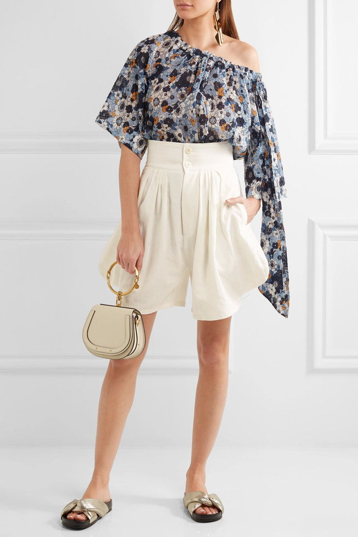памук and linen-blend shorts