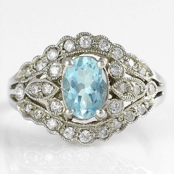 Solvang Antiques Vintage 1960s Aquamarine Ring 