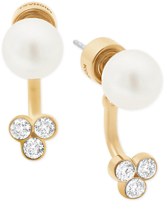 Μιχαήλ Kors Imitation Pearl & Crystal Front-Back Earrings