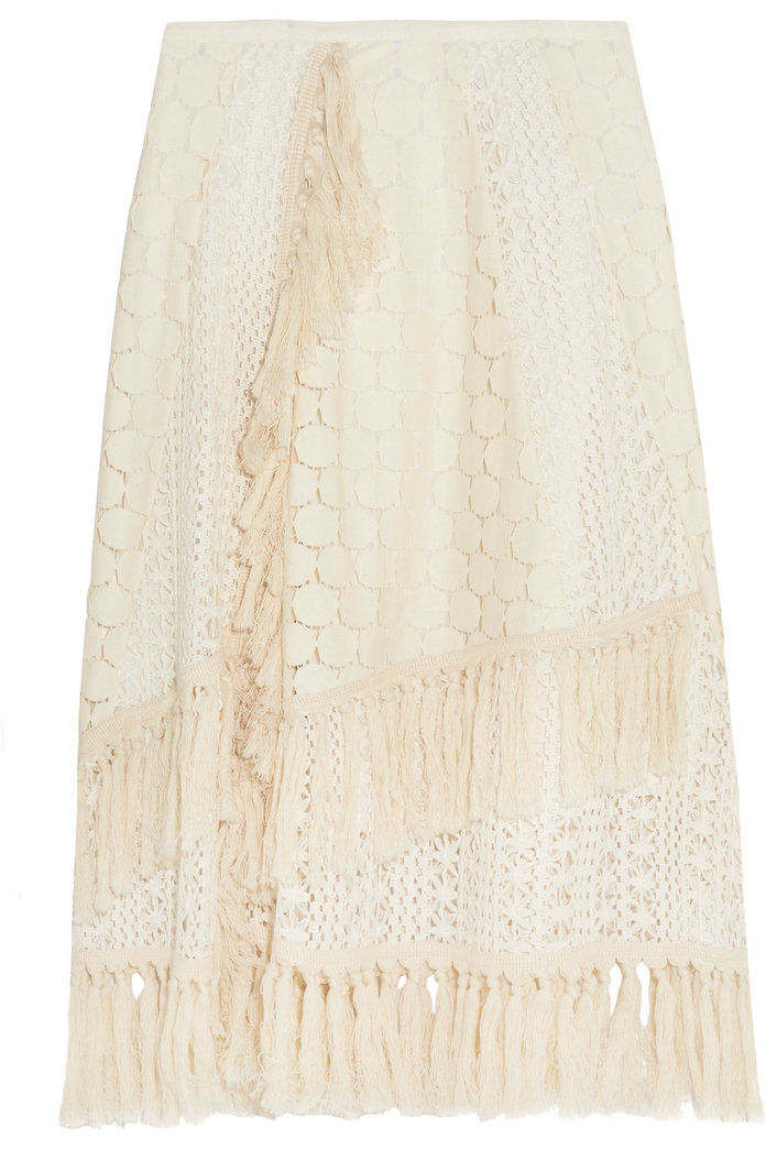 ΒΛΕΠΩ BY CHLOÉ Tasseled crocheted lace skirt