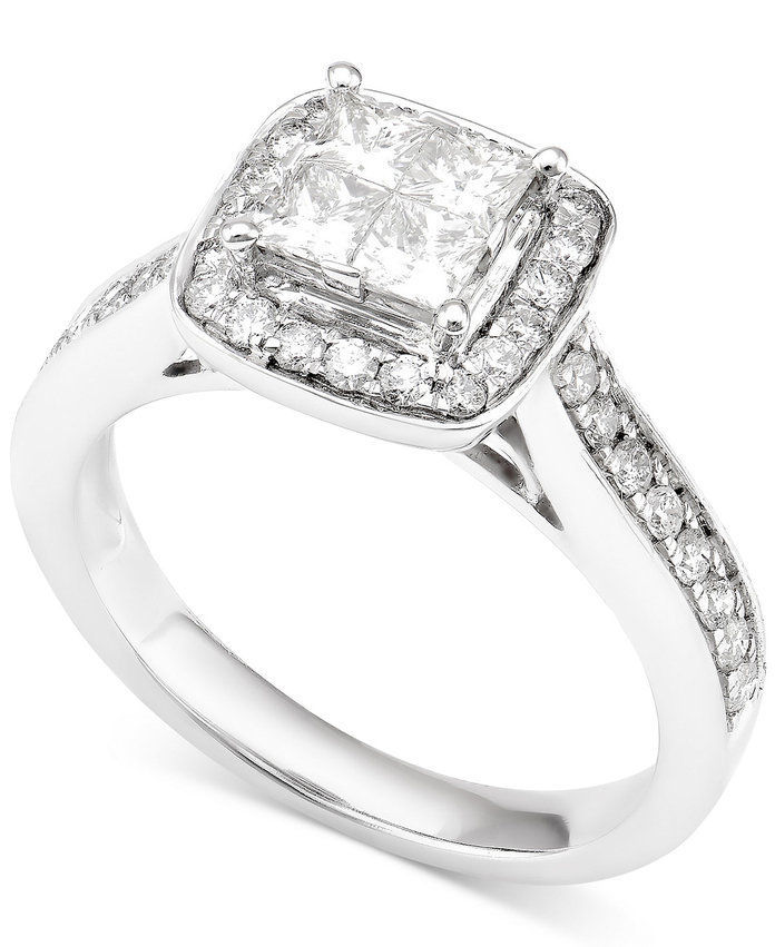 Macy's Diamond Quad Cluster Halo Engagement Ring
