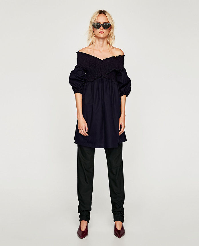 Zara OFF-THE-SHOULDER POPLIN DRESS