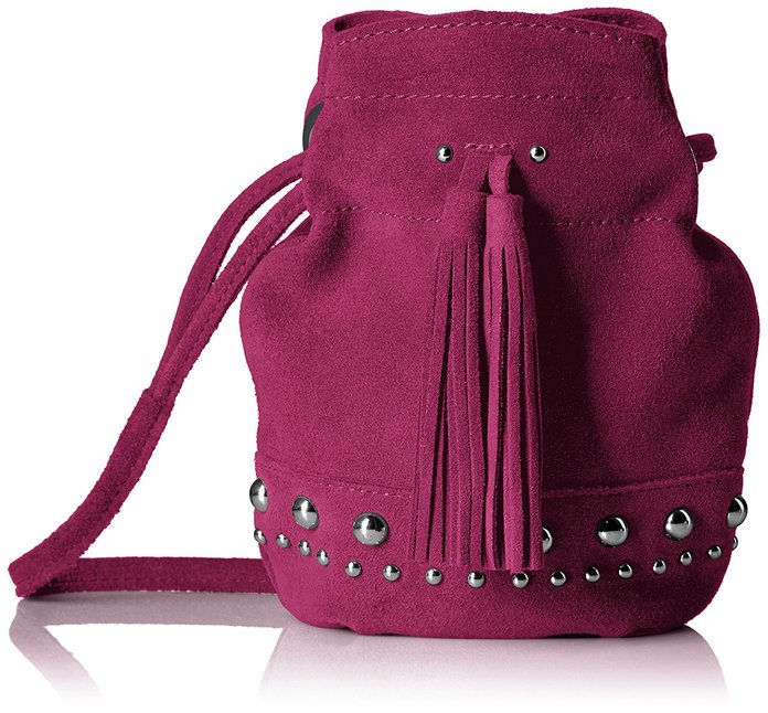 Най- Fix Kirby Mini Studded Suede Bucket Crossbody Bag