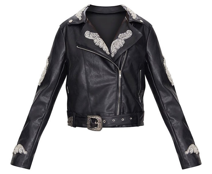 украсена faux leather jacket