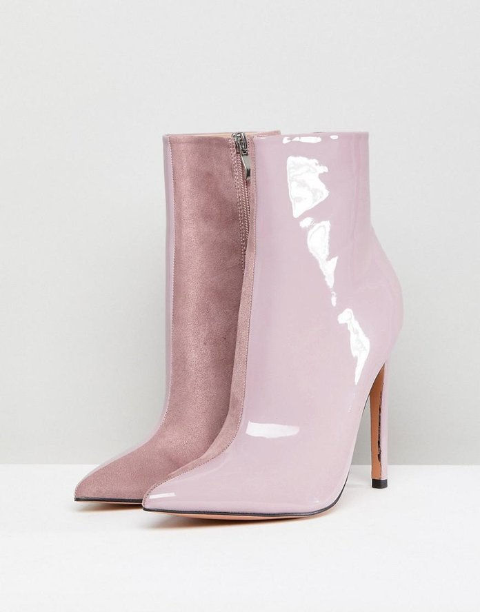 Юри Lilac Contrast Stiletto Heeled Ankle Boots