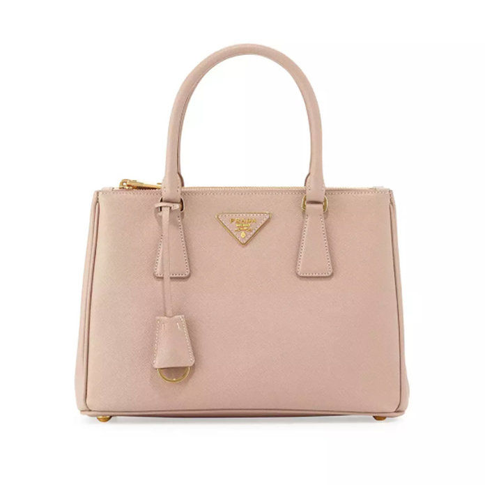 Saffiano Lux Small Double-Zip Tote Bag